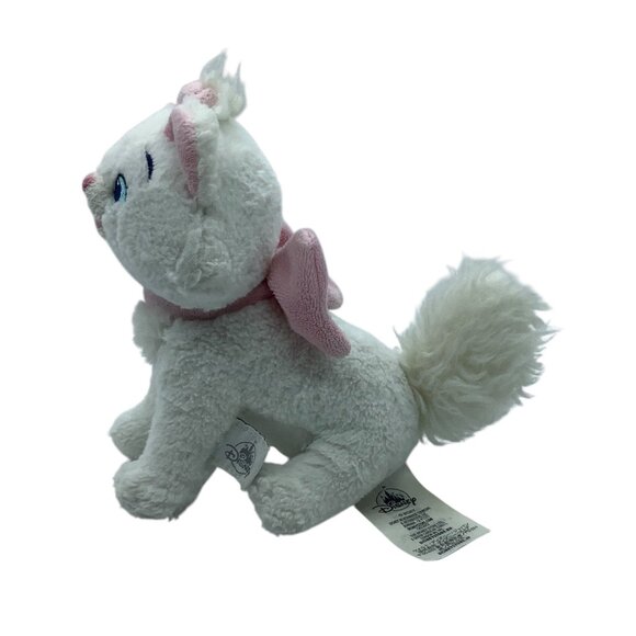 Disney Aristocats Marie Plush Toy 8” White Kitty Cat Stuffed Animal Pink Bow - Picture 2 of 7